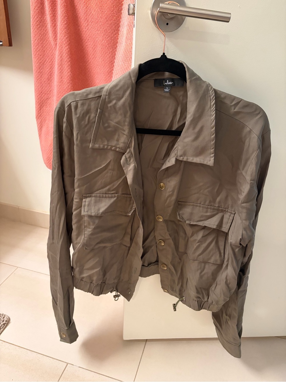 Lulu's Olive Green Drawstring Hem Utility Jacket